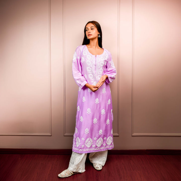 Chandni Purple Chanderi Kurta