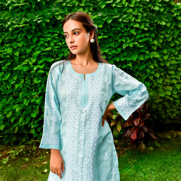 Alia Light Blue Cotton Kurta