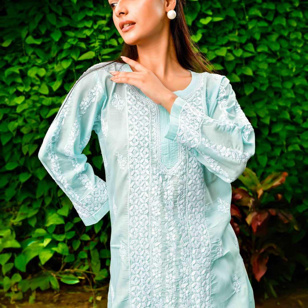 Alia Light Blue Cotton Kurta