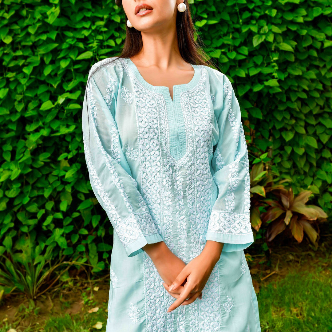 Alia Light Blue Cotton Kurta