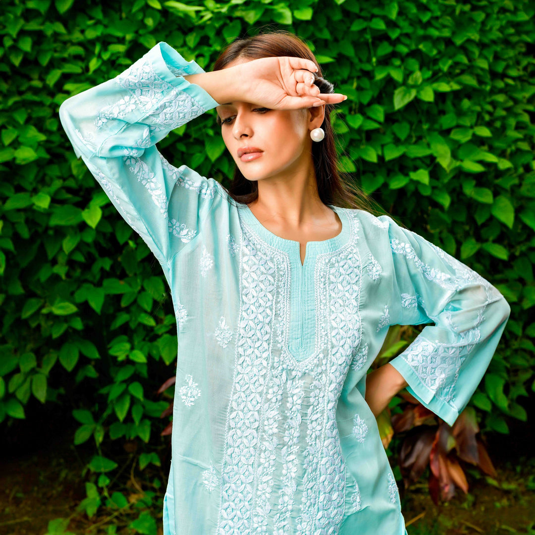 Alia Light Blue Cotton Kurta