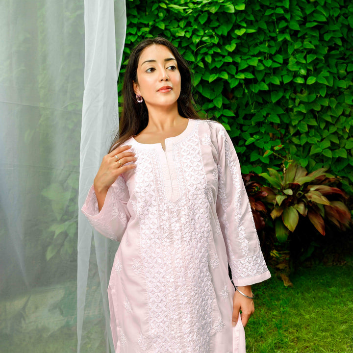 Alia Light Pink Cotton Kurta