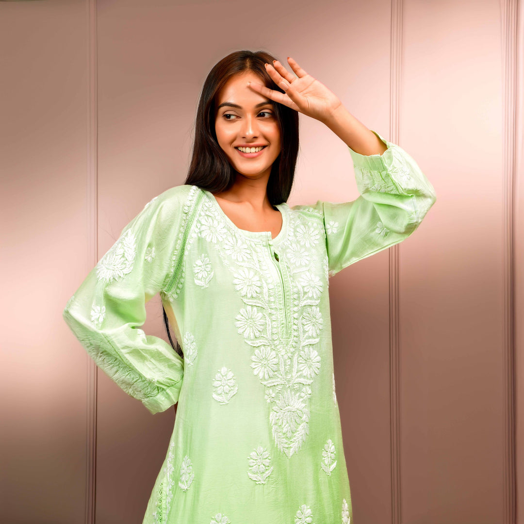 Chandni Green Chanderi Kurta