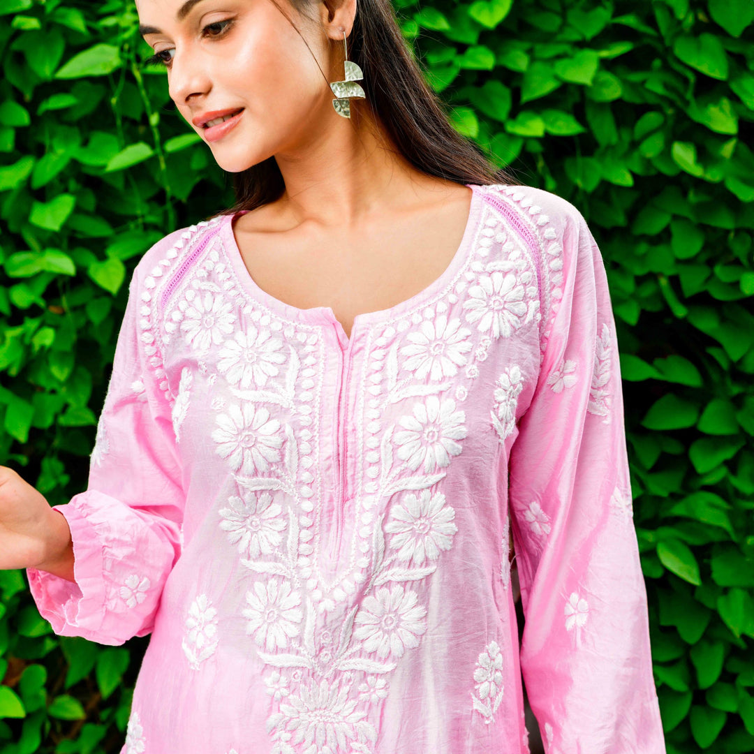 Chandni Pink Chanderi Kurta