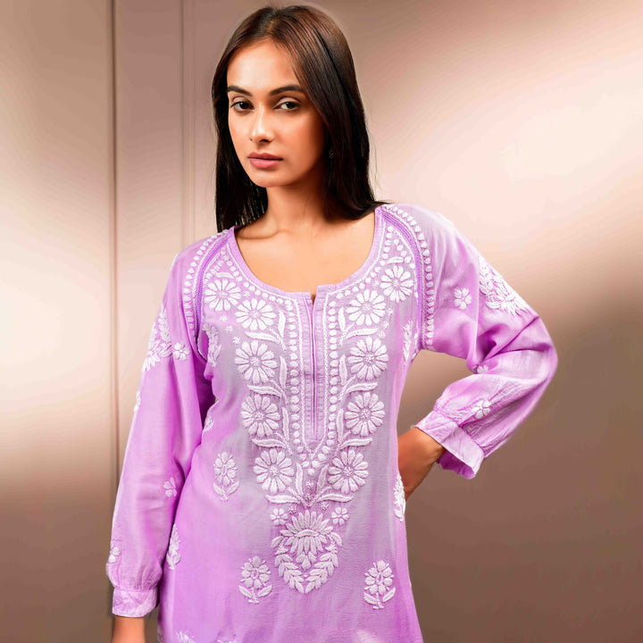 Chandni Purple Chanderi Kurta