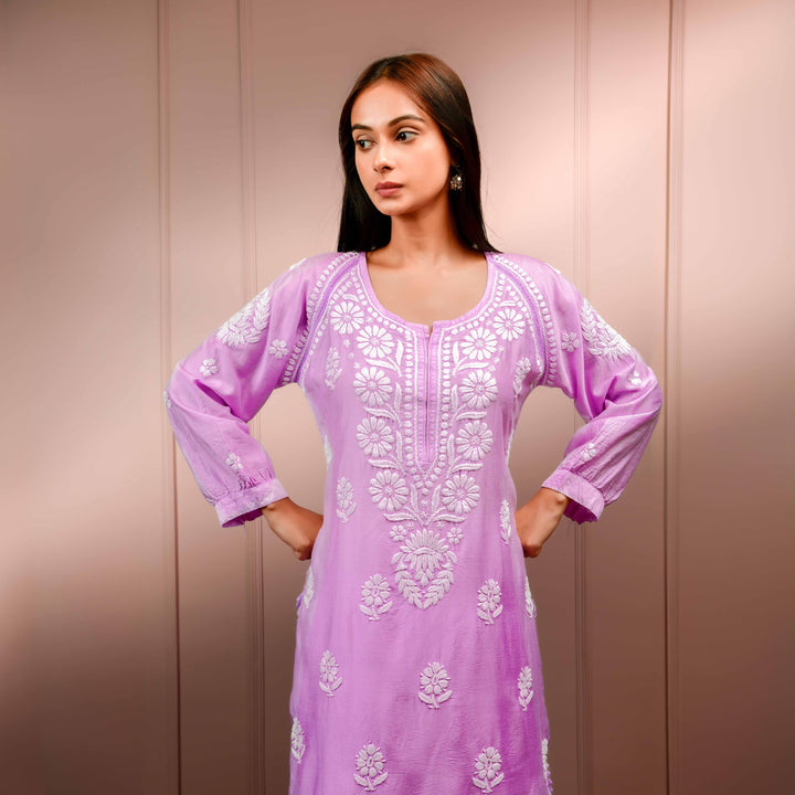 Chandni Purple Chanderi Kurta