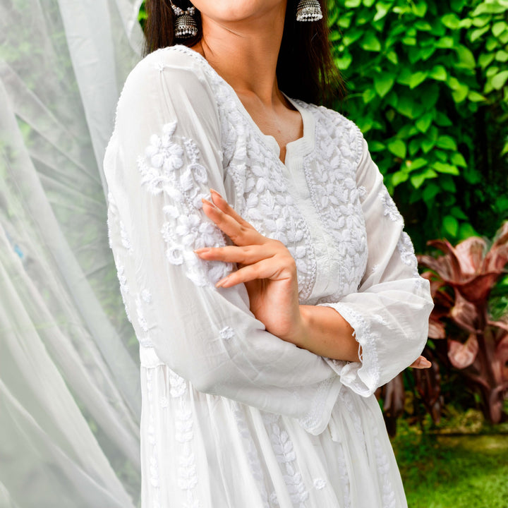 Diva White Viscose Kurta Set With Afghani Pant